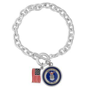 United States Air Force Seal Stainless Steel Charm Bracelet